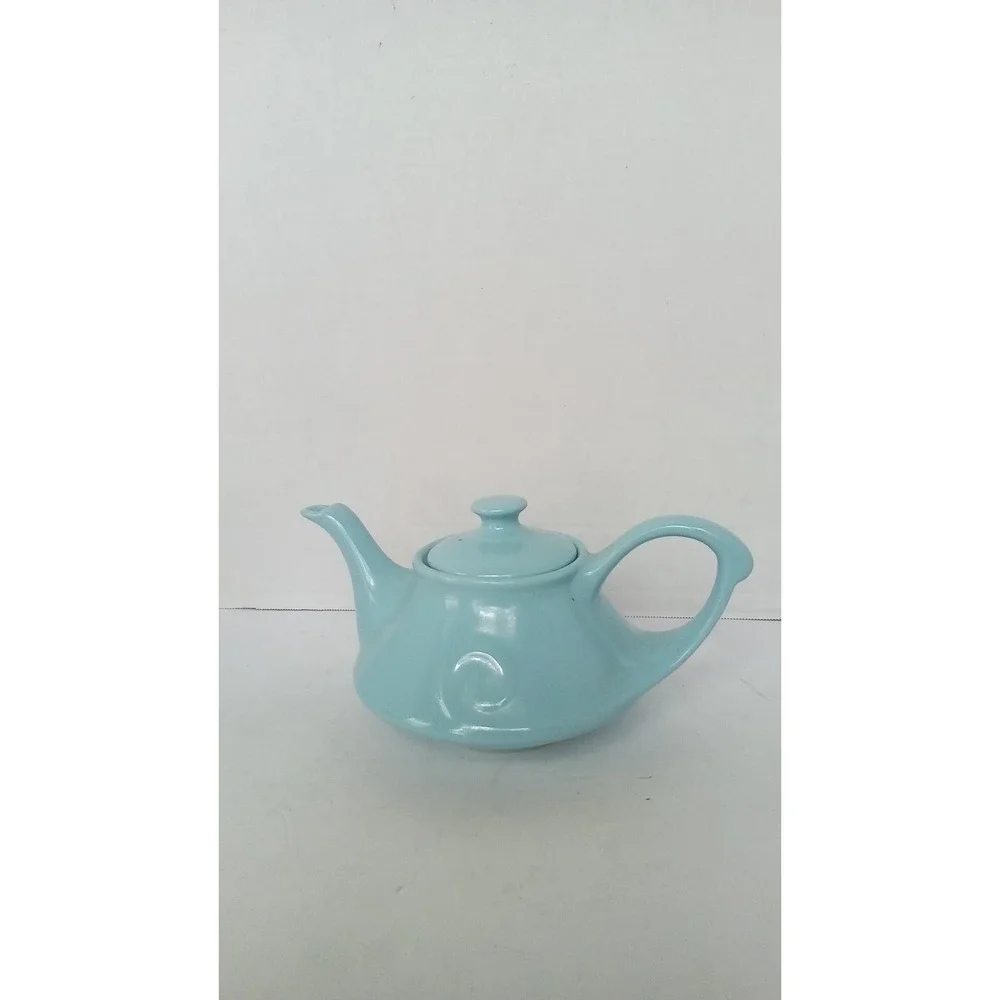 Light Blue Ceramic Teapot with Lid Kitchen Tea Party Decor Tableware